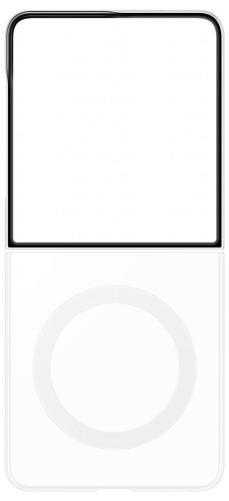 Illustratie van een lege witte iPod-stijl muziekspeler met een zwart display en circulair klikwiel.