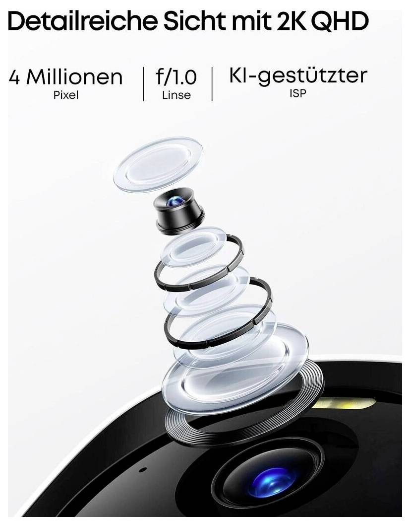 Gedetailleerde weergave met 2K QHD, 4 miljoen pixels, f/1.0-lens en AI-ondersteunde ISP.
