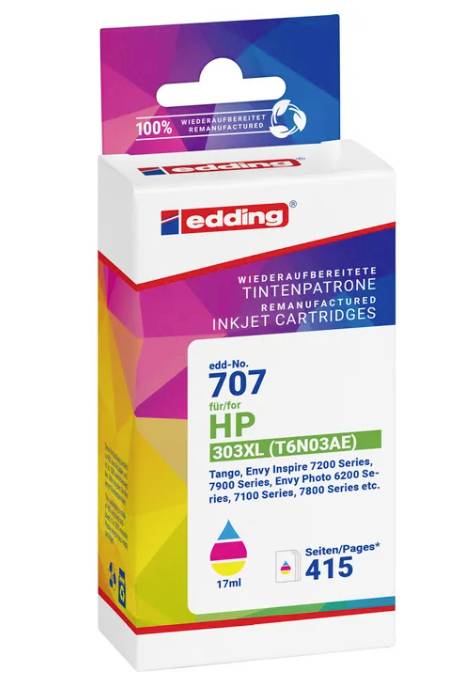 Edding Inktcartridge vervangt HP 303XL (T6N03AE) Compatibel Cyaan, Magenta, Geel EDD-707 18-707
