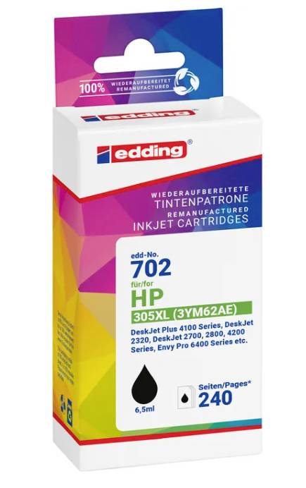 Edding Inktcartridge vervangt HP 305XL (3YM62AE) Compatibel Zwart EDD-702 18-702