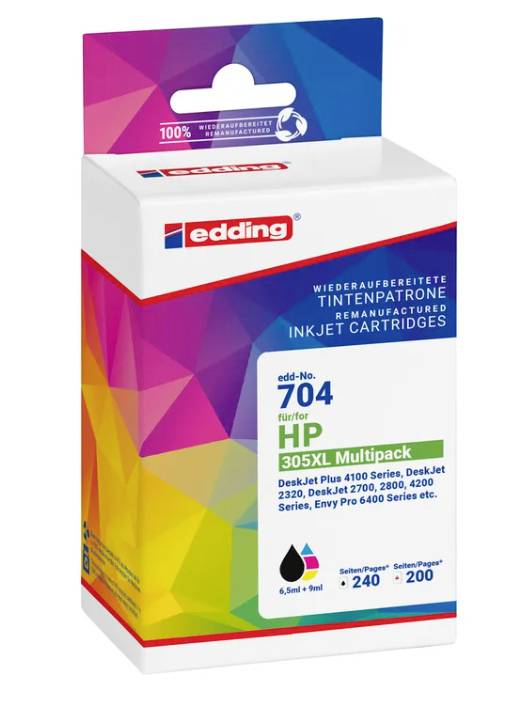 Edding Inktcartridge vervangt HP 305XL Multipack 2 Compatibel Zwart, Cyaan, Magenta, Geel EDD-704 18-704