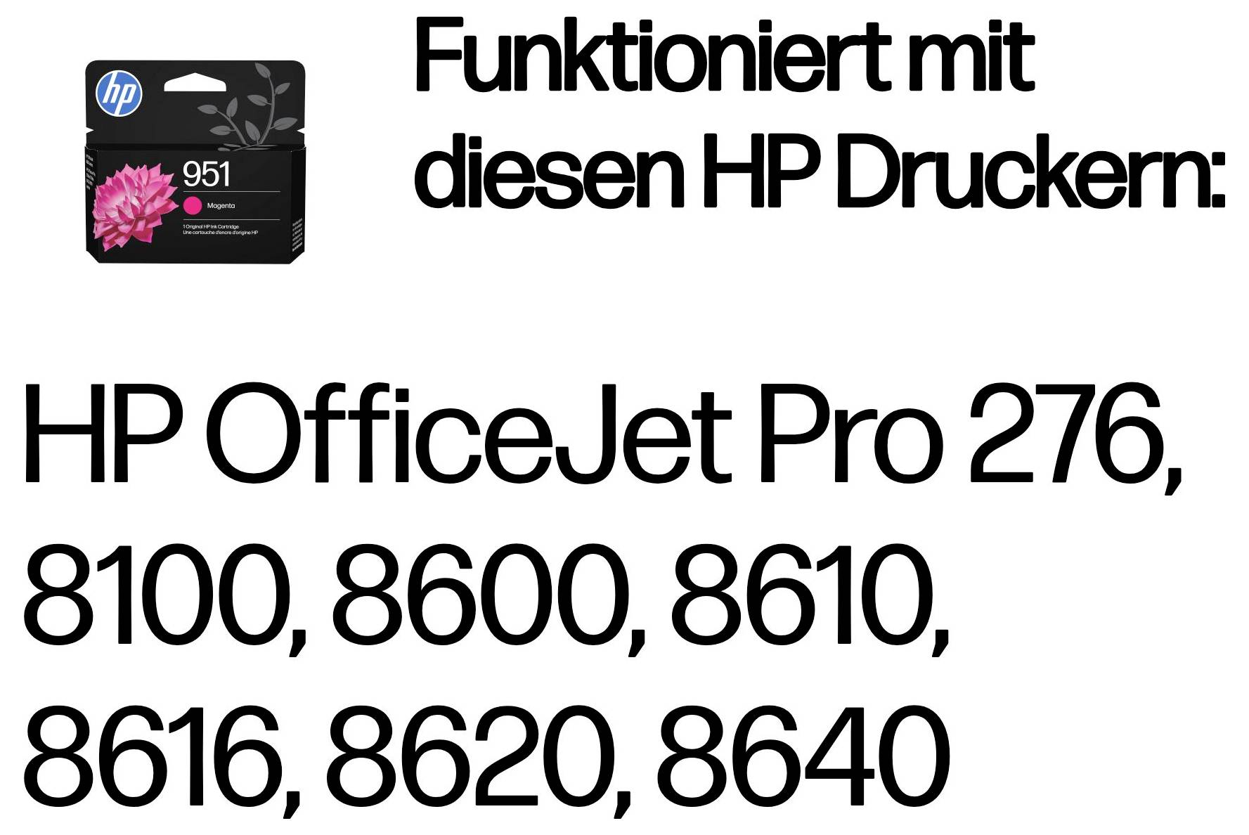 Werkt met deze HP-printers:<br>OfficeJet Pro 276, 8100, 8600, 8610, 8616, 8620, 8640.