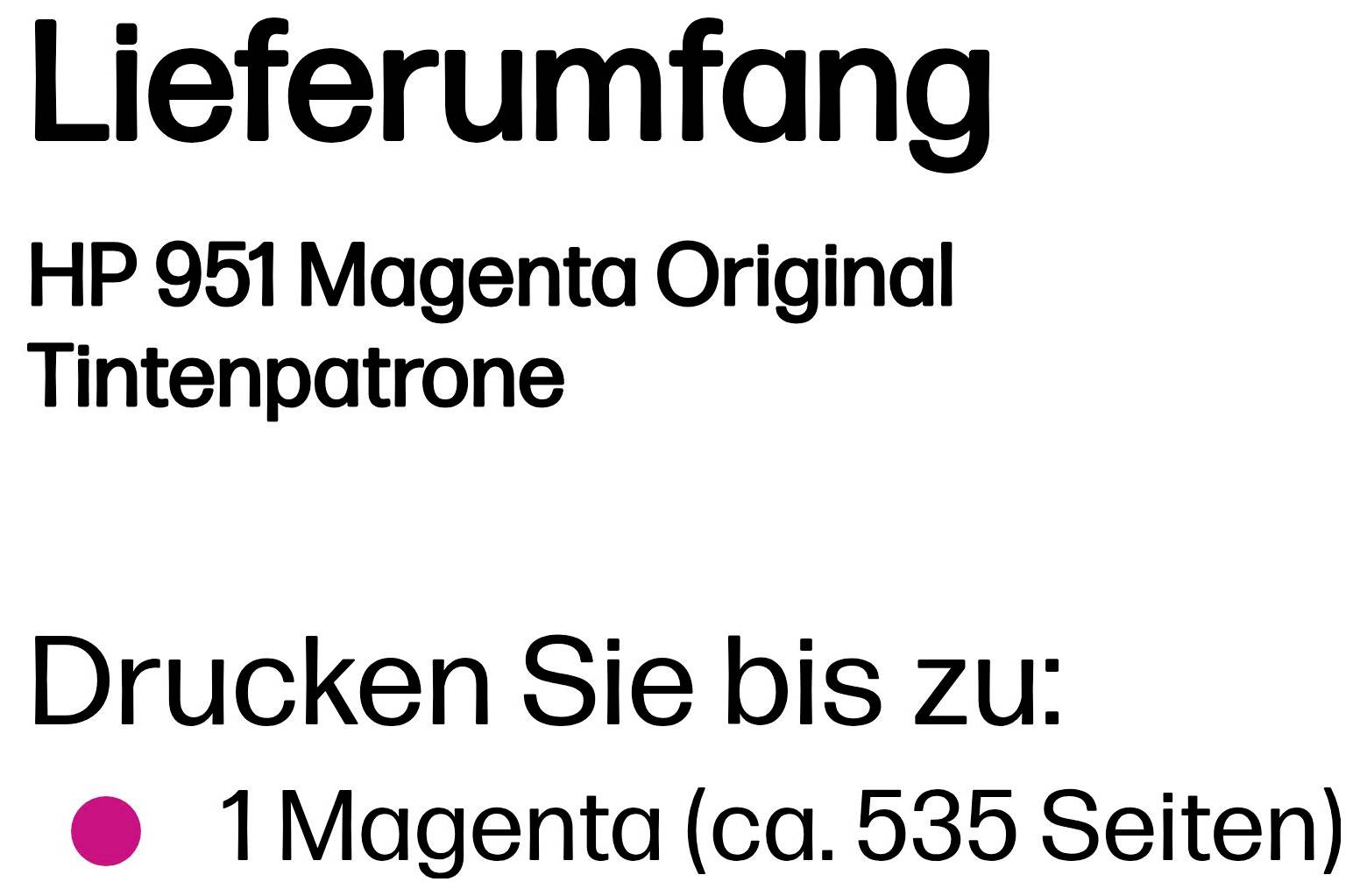 HP 951 Magenta originele inktcartridge: druk tot 1.535 pagina's.