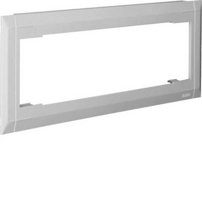 Grijs rechthoekig aan de muur gemonteerd frame of afdekking met een grote lege centrale opening