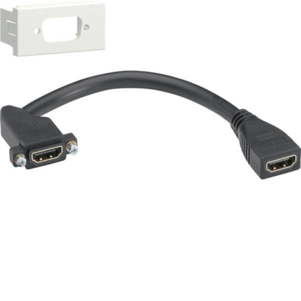 HDMI vrouwelijk-naar-vrouwelijk adapterorkabel met montagebeugel voor het verbinden van twee HDMI-kabels via een paneel.