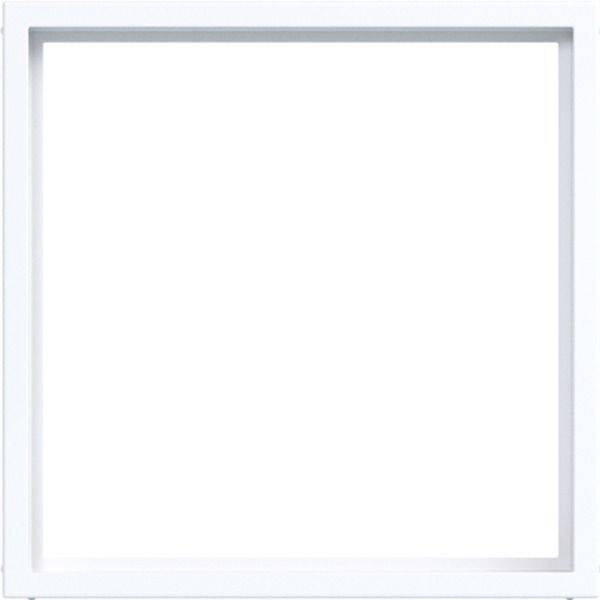 Leeg wit vierkant frame met een lichtgrijze rand en binnenste schaduw, weergegeven tegen een witte achtergrond.