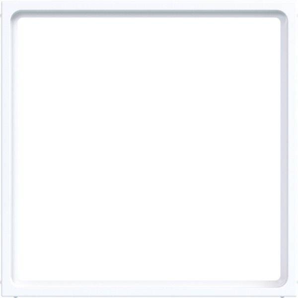 Blank wit vierkant frame met afgeronde hoeken en een lichtgrijze rand, gecentreerd op een witte achtergrond.