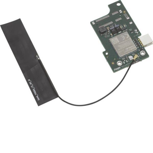Wi‑Fi antenne module met een lange zwarte externe antenne verbonden via kabel met een kleine printplaat en stekker.