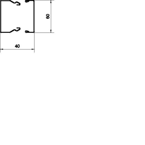 Technische tekening van een U-vormig metalen kanaal dwarsdoorsnede met afmetingen 40 breed en 60 hoog.