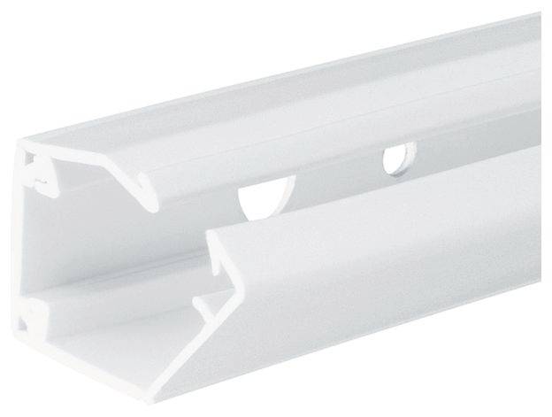 Wit doorschijnend kunststof LED-diffuser kanaalcover met click-on geprofileerde sleuf en bevestigingsgaten