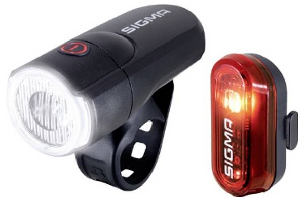 Sigma Aura 30 Set w/ Curve Fietsverlichtingsset LED werkt op batterijen Zwart