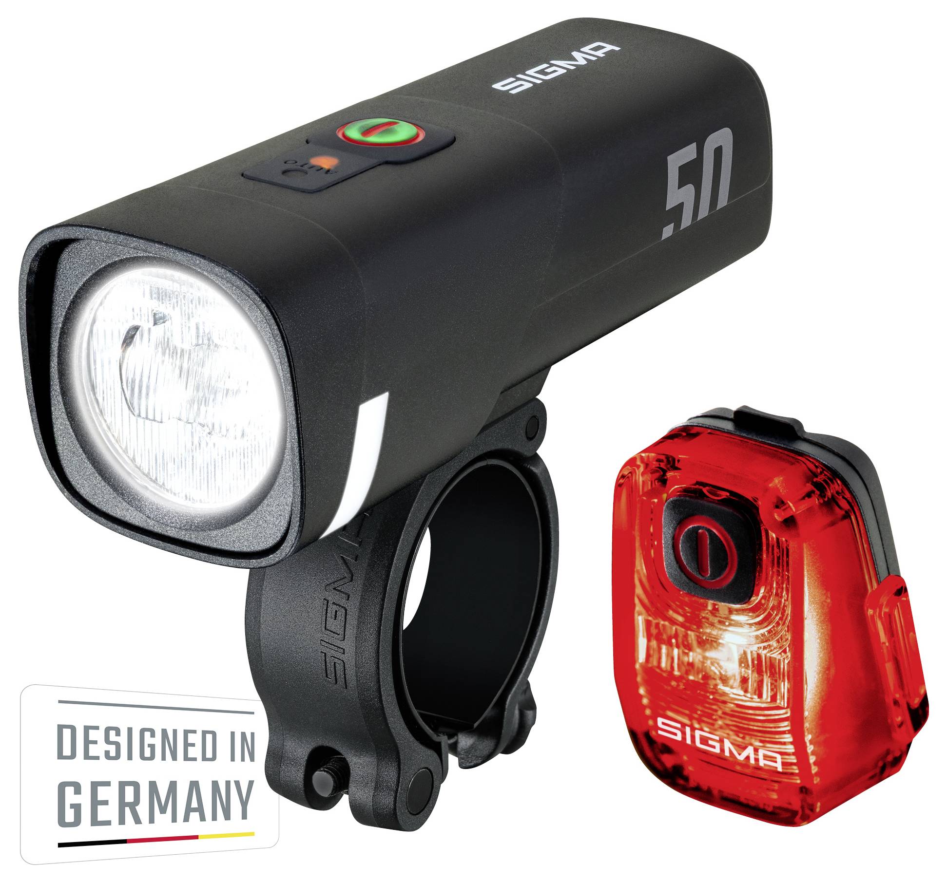 Sigma Aura 50 / Hiro 10 Set Fietsverlichtingsset LED-lamp werkt op batterij werkt op een accu Zwart-3