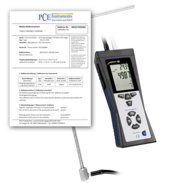PCE Instruments PCE-HVAC 2-ICA Windmeter Kalibratie (ISO) Luchtdruk, Druk 0 - 50 °C Met temperatuurmeting, Met datalogger