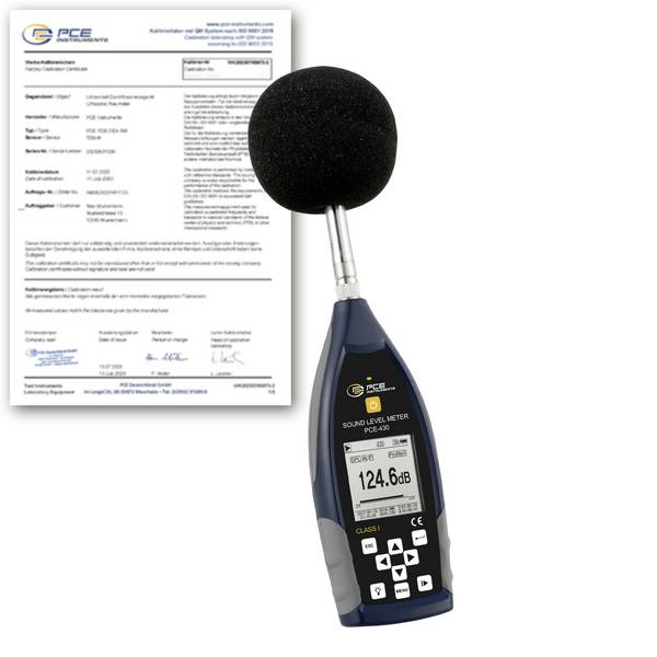 PCE Instruments PCE-430-ICA Decibelmeter Kalibratie (ISO) Datalogger 22 - 136 dB 3 Hz - 20 kHz USB