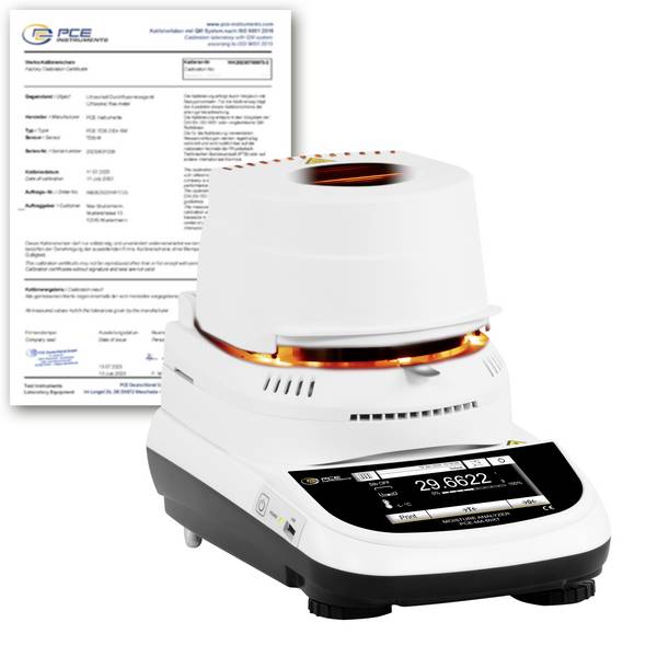 PCE Instruments PCE-MA 60XT-ICA Materiaalvochtmeter Kalibratie (ISO) Temperatuurmeting