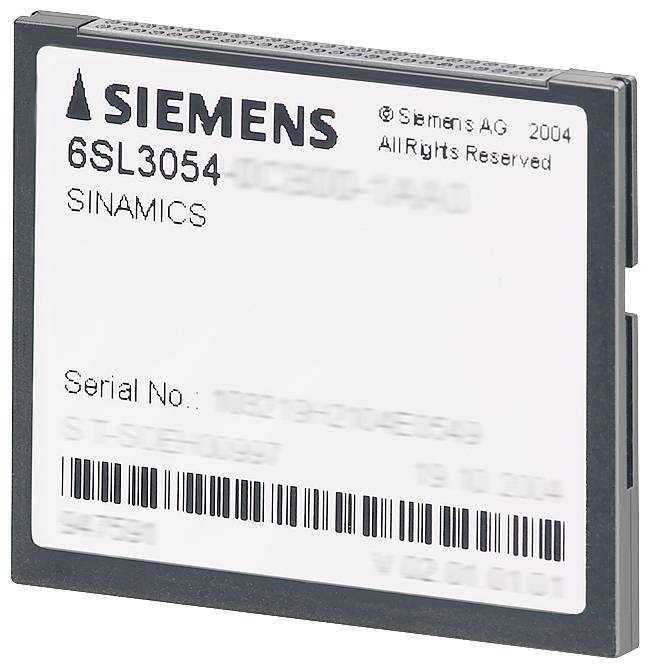 Een Siemens SINAMICS 6SL3054 elektronische module etiket met serienummer streepjescode en productmarkeringen.
