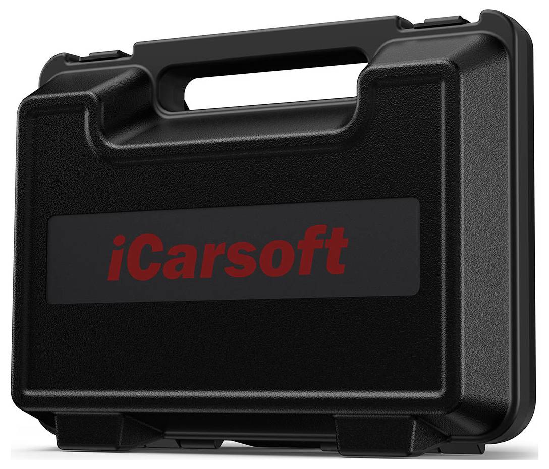 Zwarte iCarsoft hardplastic draagtas met handvat en rood logo op de voorkant.