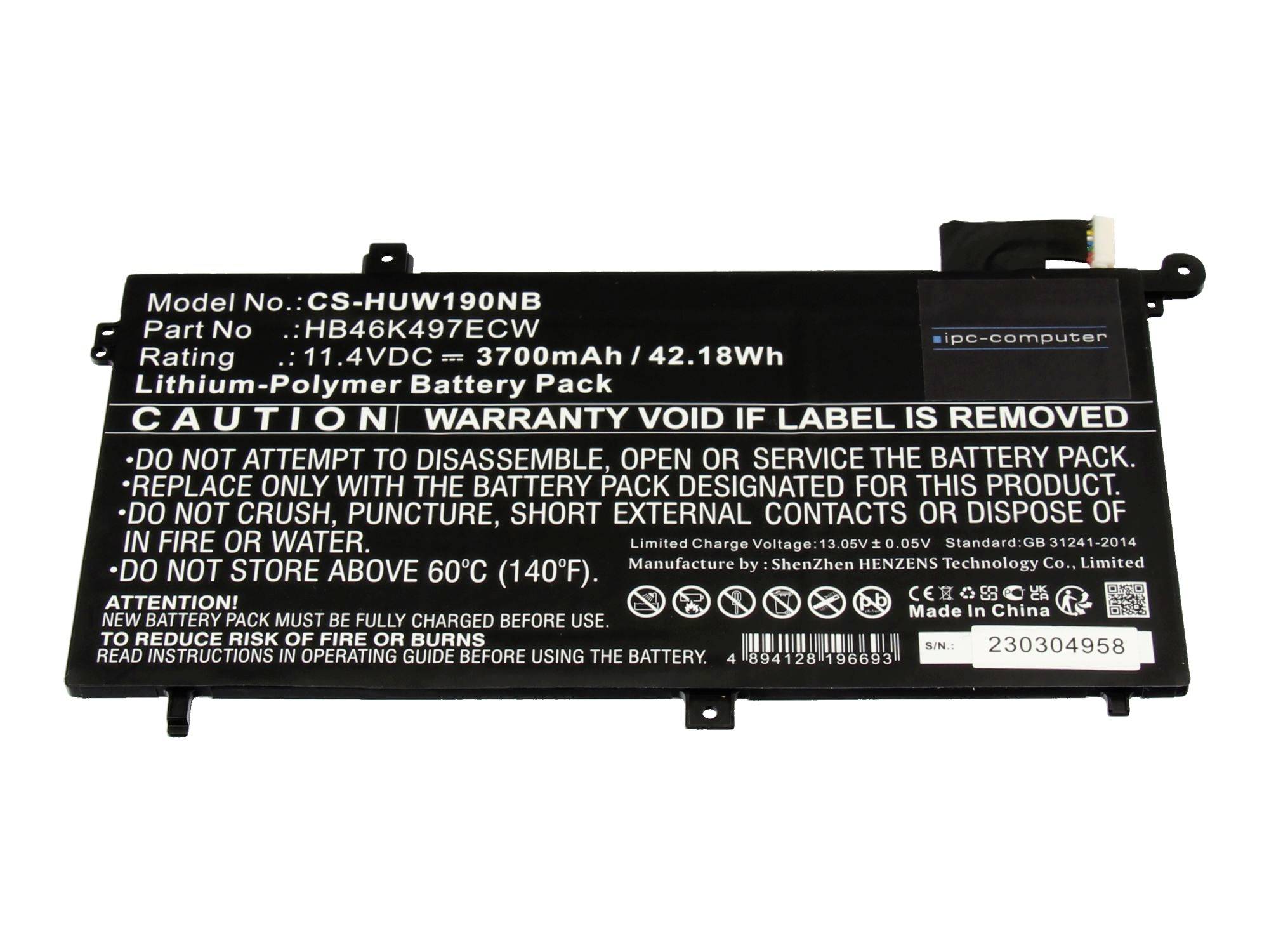 ipc-computer Akku HB46K497ECW REPLACE HB46K497ECW REPLACE Laptopaccu 11.40 V 3700 mAh IPC-Computer