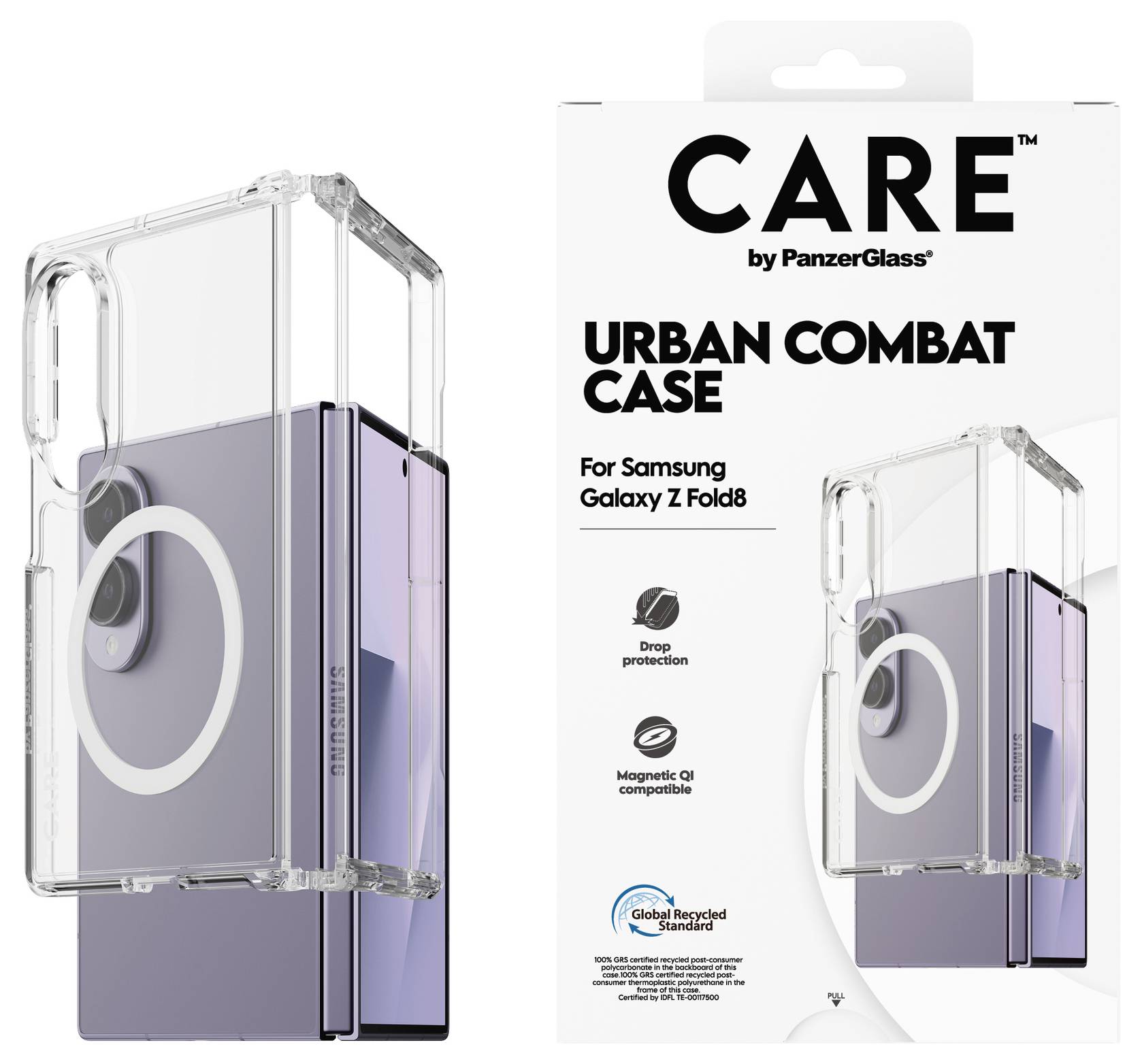 PanzerGlass CARE Urban Combat Backcover Samsung Galaxy Z Fold 8 Transparant Inductieve lading-2