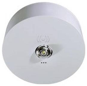 Rond wit draadloos plafondlicht met centraal LED en kleine indicatorlampjes