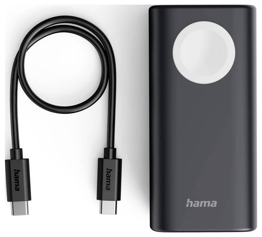 Zwarte USB-C oplaadkabel met draagtas, merk Hama.