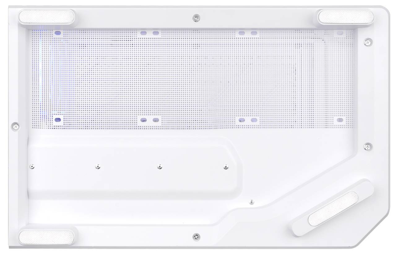 Wit rechthoekig kunststof lichtdeksel of paneel met een geperforeerd middengedeelte, van bovenaf bekeken op een eenvoudige achtergrond.