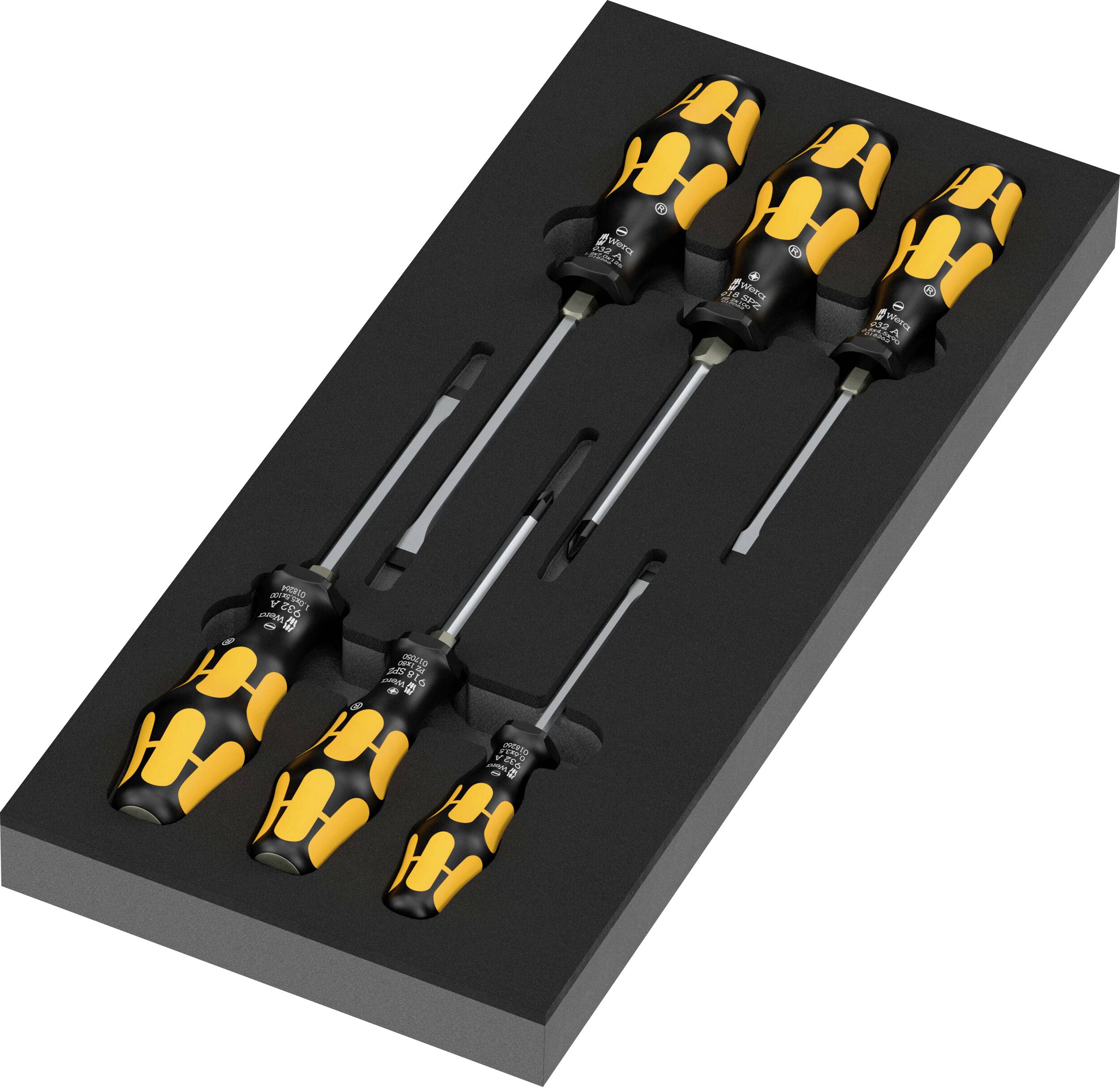 Wera 97113 Serie 900 Set 2 Werkplaats, Universeel Schroefbeitelset Kopbreedte: 3.5 mm, 4.5 mm, 5.5 mm, 7 mm Koplengte: 80 mm, 90 mm, 100 mm, 125 mm