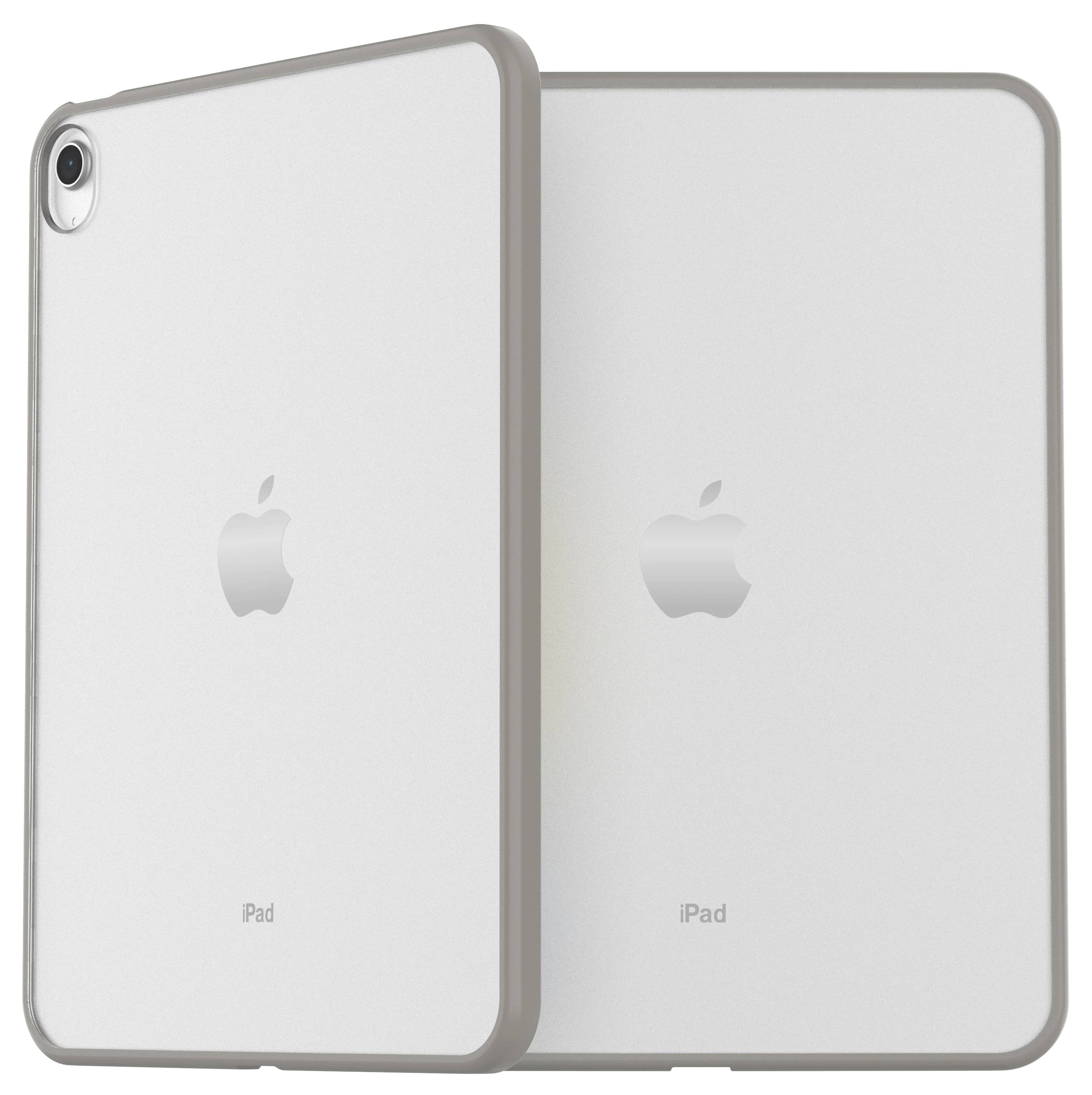 Twee zilveren iPads getoond vanuit achteraanzicht, met de ene overlappend op de ander, met zichtbare Apple-logo's en achteraanzicht camera.