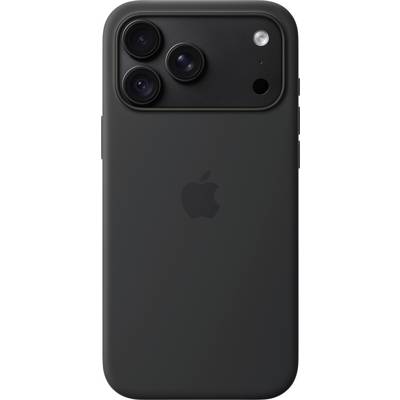 Achterkant van een zwarte iPhone met drie achteraCamera's en het Apple-logo zichtbaar.