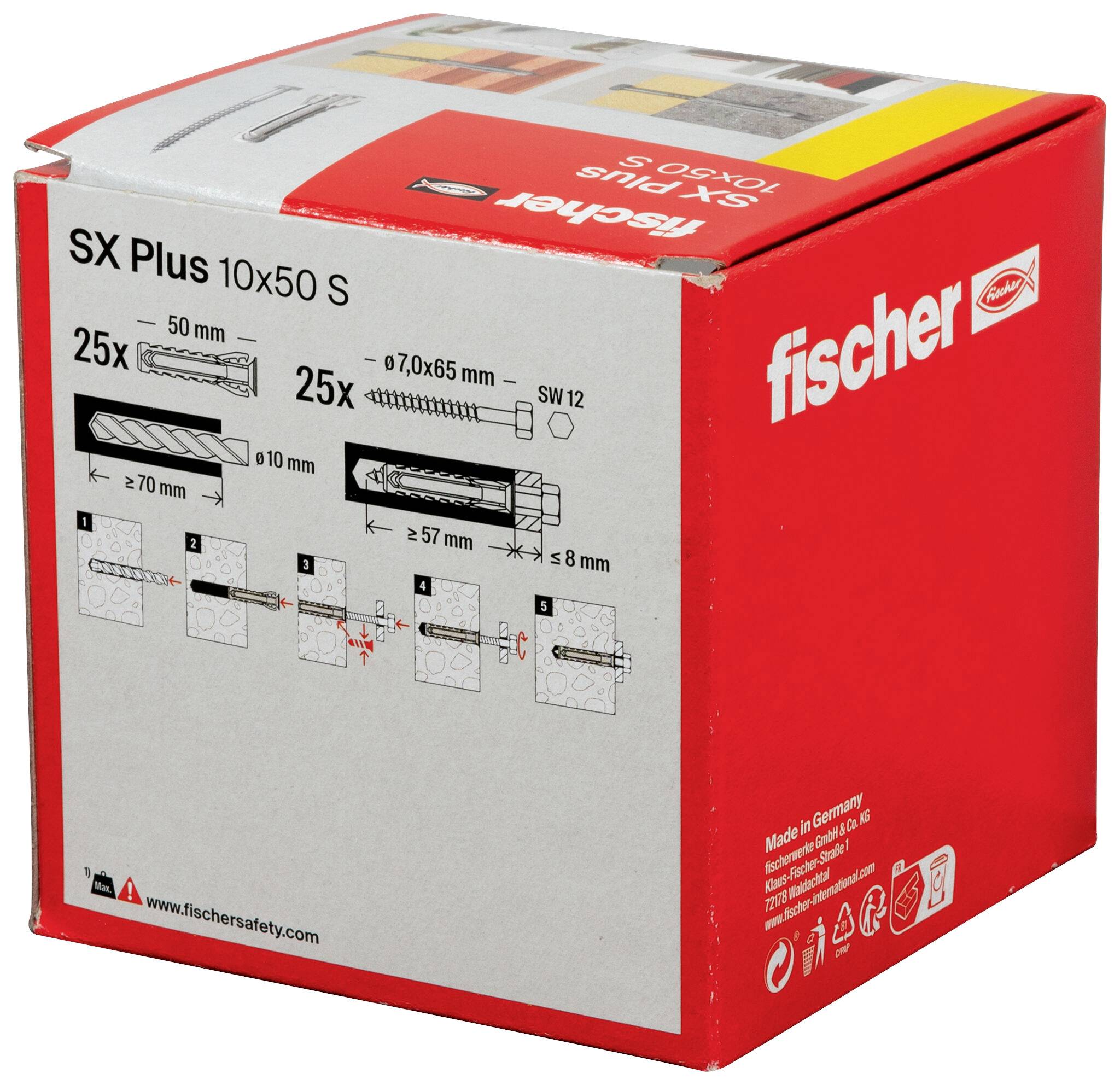 Rode Fischer SX Plus 10x50 S ankerbox met installatiehandleidingen en merknaam op de voorkant.