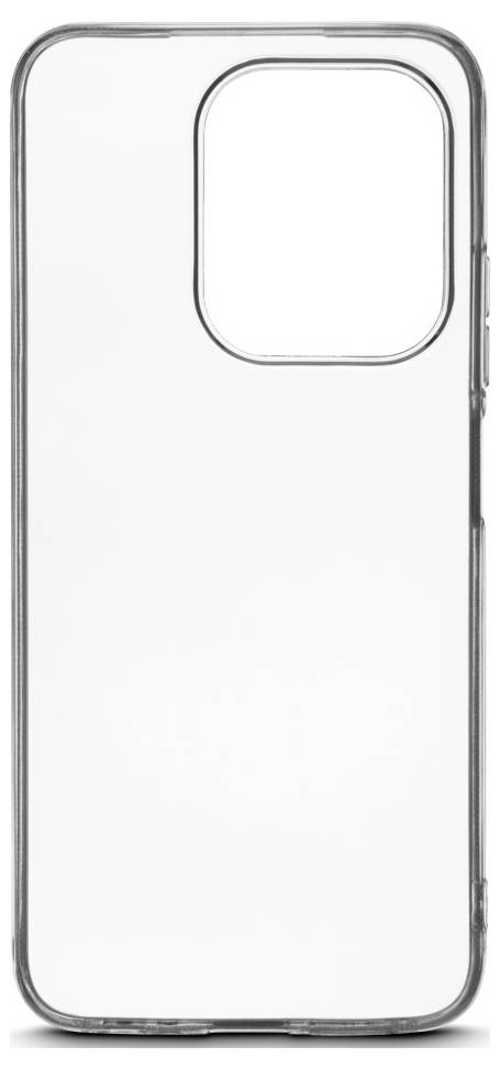 Doorzichtig smartphonehoesje met een grote rechthoekige cameramaat rechtsboven