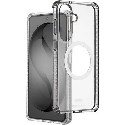 Twee doorzichtige beschermhoesjes voor telefoons naast elkaar getoond, één met een zwarte binnenafwerking en één helder, elk met een grote ronde MagSafe-ringinsnijding.