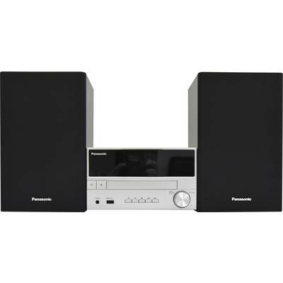 Panasonic stereosysteem met twee grote zwarte speakers aan weerszijden van een centrale CD-ontvanger en bedieningspaneel.