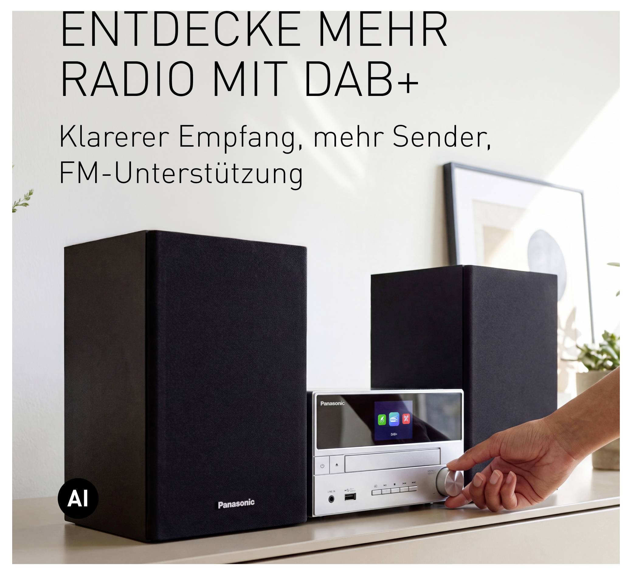 Panasonic SC-PM302E-S Stereoset Bluetooth, CD, USB, DAB+, FM Incl. afstandsbediening 20 W Zilver-10