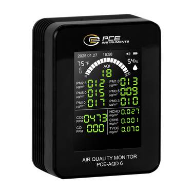 PCE Instruments PCE-AQD 6 Luchtkwaliteitsmeter Koolstofdioxide, Formaldehyde, Luchtdeeltjes, VOS, Koolstofmonoxide, Benzeen, Temperatuur Met datalogger