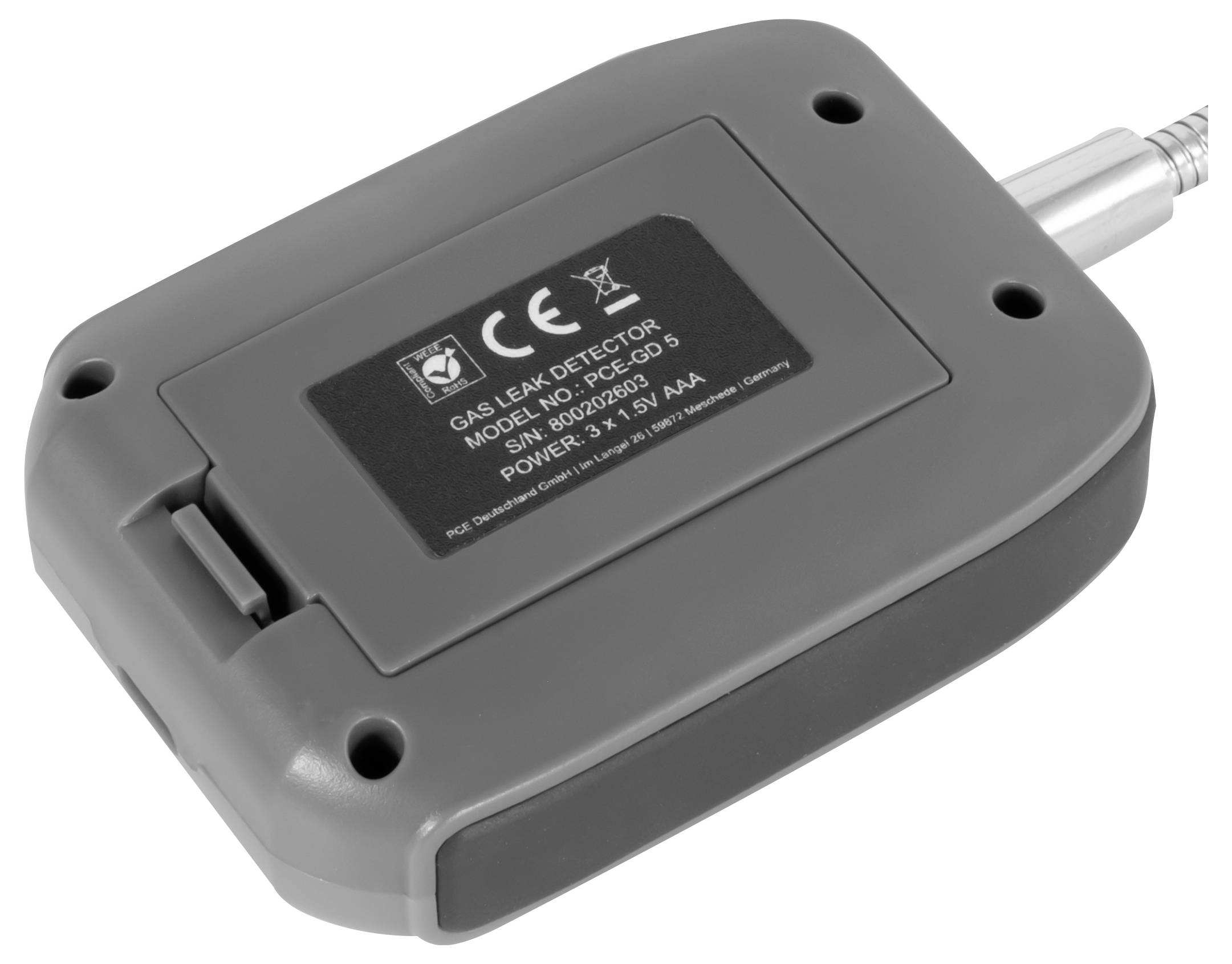PCE Instruments PCE-GD 5 Gaslekdetector 0, -40 - 100, 80 % Hrel, °C Externe sensor Kalibratie Fabrieksstandaard (zonder -4