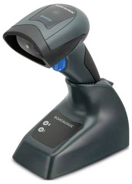 Draadloze handheld barcodescanner in een oplaadkraam