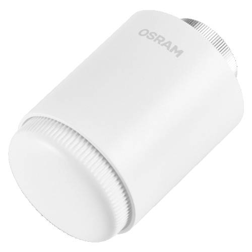 Witte cilindrische OSRAM-gloeilamp of lamponderdeel op een eenvoudige achtergrond.