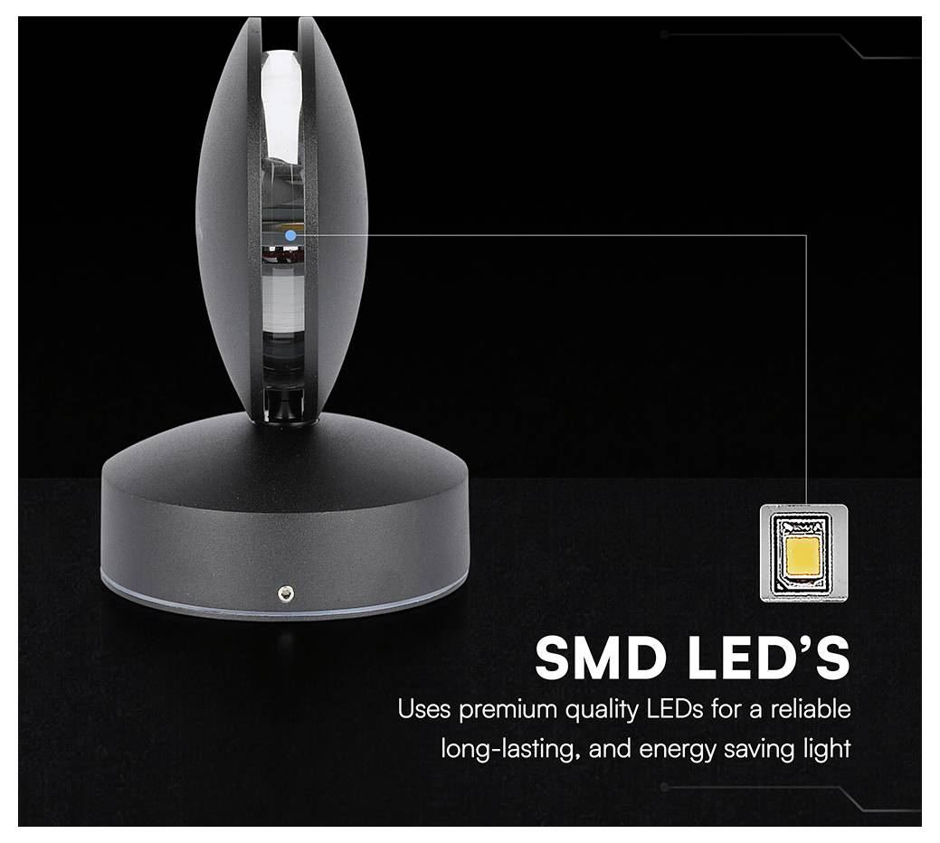 V-TAC VT-707 218220 LED-wandlamp SMD LED 7 W Energielabel: F (A - G) Neutraalwit Zwart-6