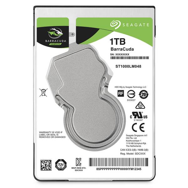 Seagate BarraCuda interne harde schijf 1 TB 5400 RPM 128 MB 2,5" Serial ATA III (ST1000LM048)