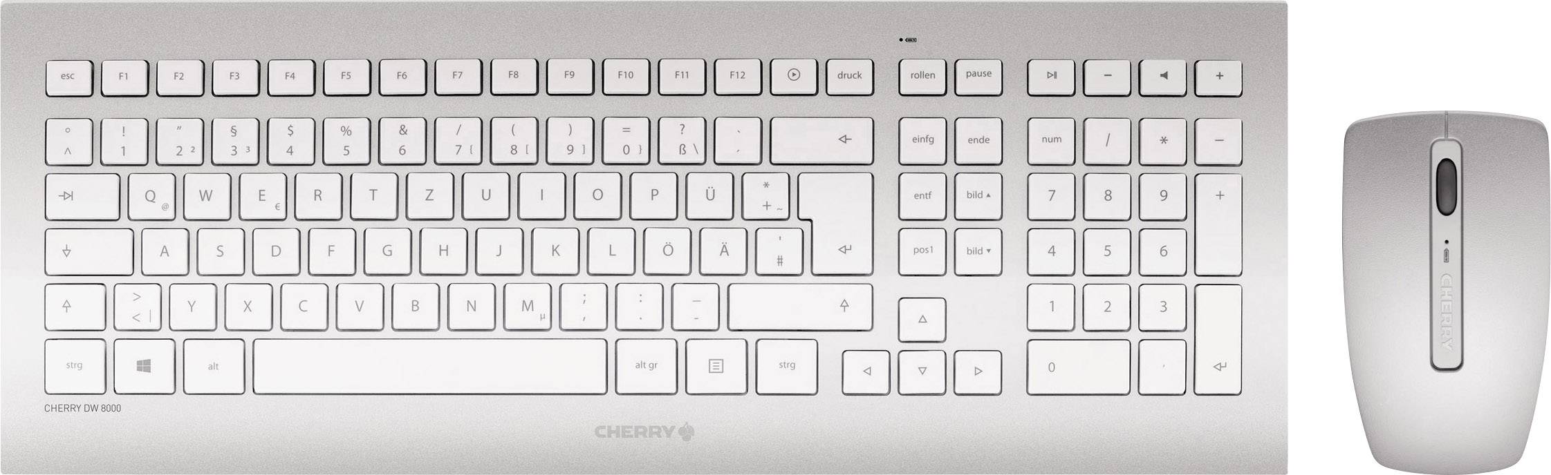 CHERRY DW 8000 Toetsenbord Radiografisch QWERTY, Engels Zilver, Wit