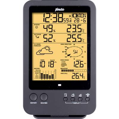 Alecto WS-4700 - Professioneel weerstation met draadloze buitensensor, zwart-1