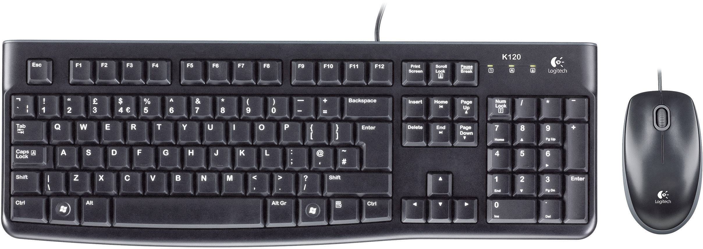 Logitech Desktop MK120 Swiss Layout Set met toetsenbord en muis USB QWERTZ, Zwitsers Zwart-0