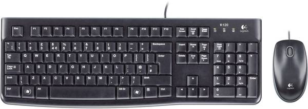 Logitech Desktop MK120 Swiss Layout Set met toetsenbord en muis USB  QWERTZ, Zwitsers Zwart