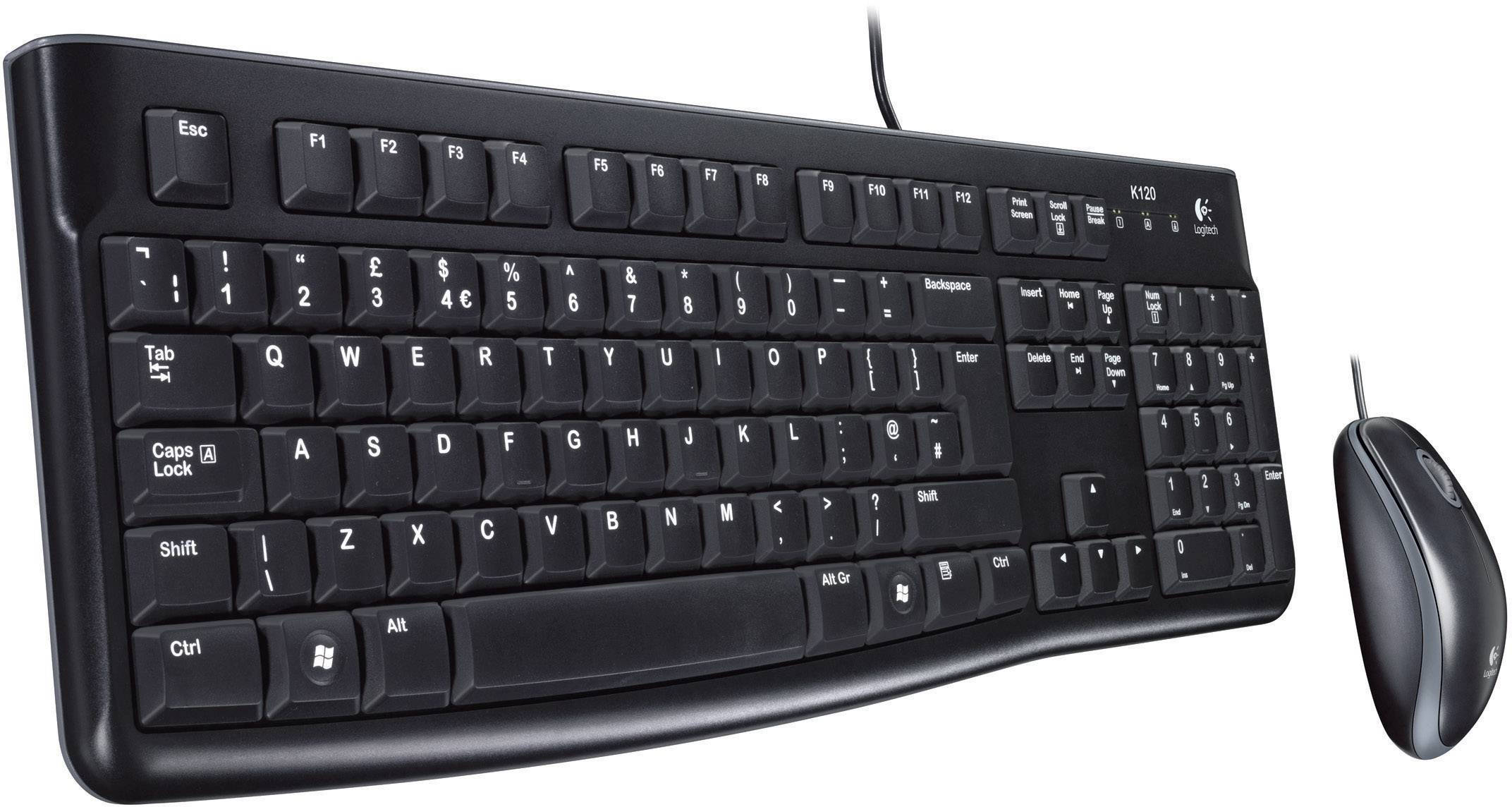 Logitech Desktop MK120 Swiss Layout Set met toetsenbord en muis USB QWERTZ, Zwitsers Zwart-1