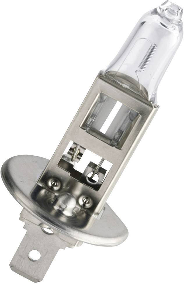 Close-up van een heldere halogeenlamp met metalen fitting. Ideaal voor autokoplampen. Energiezuinig en duurzaam.