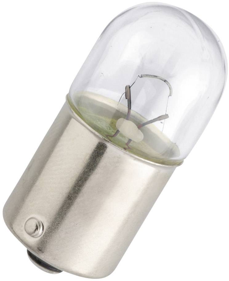 Een enkele gloeilamp met metalen fitting, heldere glazen kap en zichtbare gloeidraad, op witte achtergrond.