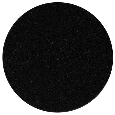 Een perfecte zwarte cirkel voor een witte achtergrond, mogelijk een zwart gat voorstellend of simpelweg een geometrische vorm.