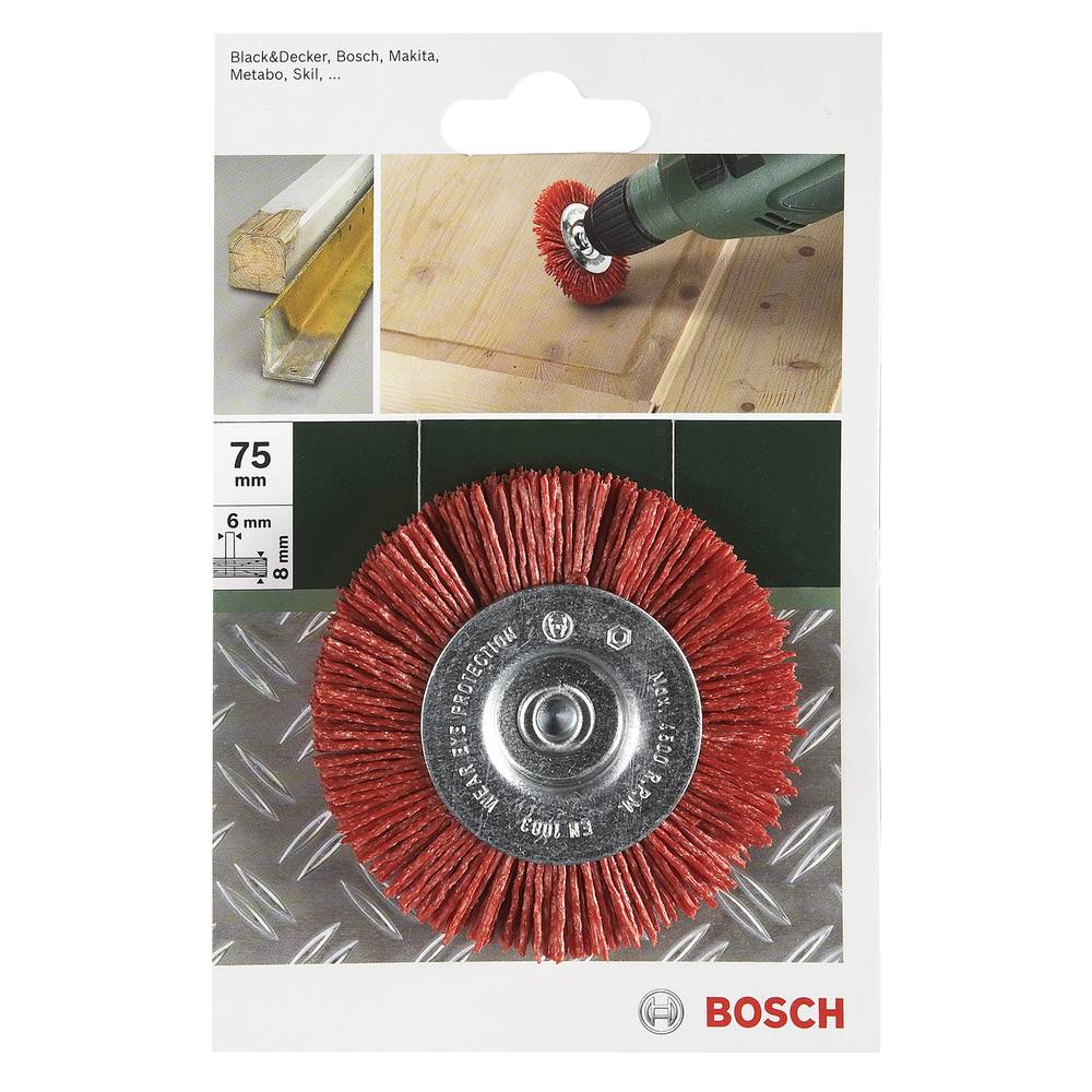 Bosch Accessories Schijfborstels voor boormachines - nylondraad met korundsteen schuurmiddel K80, 75 mm Schacht-Ø 6 mm 2609256535 1 stuk(s)