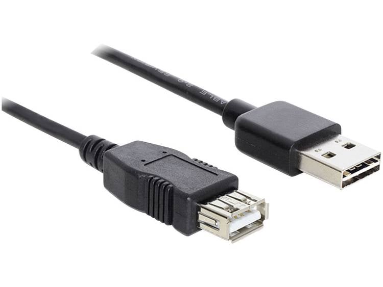 Delock USB 2.0 Aansluitkabel [1x USB 2.0 stekker A 1x USB 2.0 bus A] 3 m Zwart Stekker past op beide